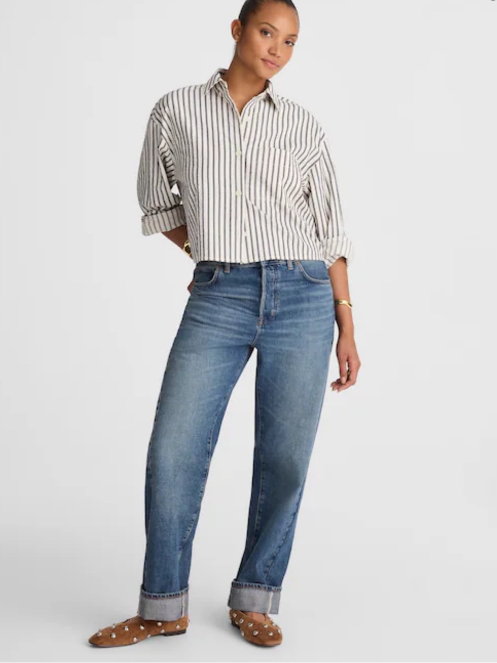 Madewell pierced barrel leg jean